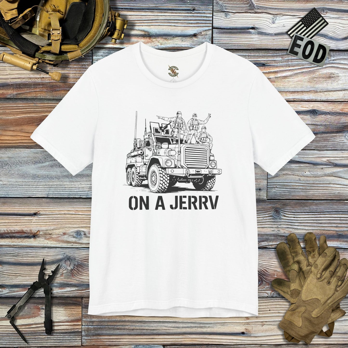On a JERRV T-Shirt