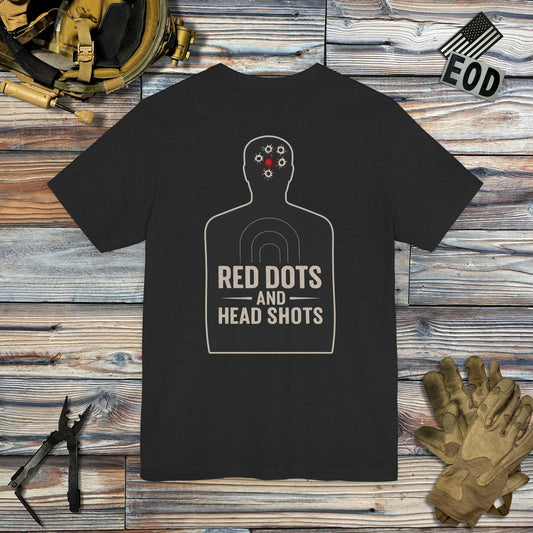 Red Dots and Head Shots (Back Print) T-Shirt