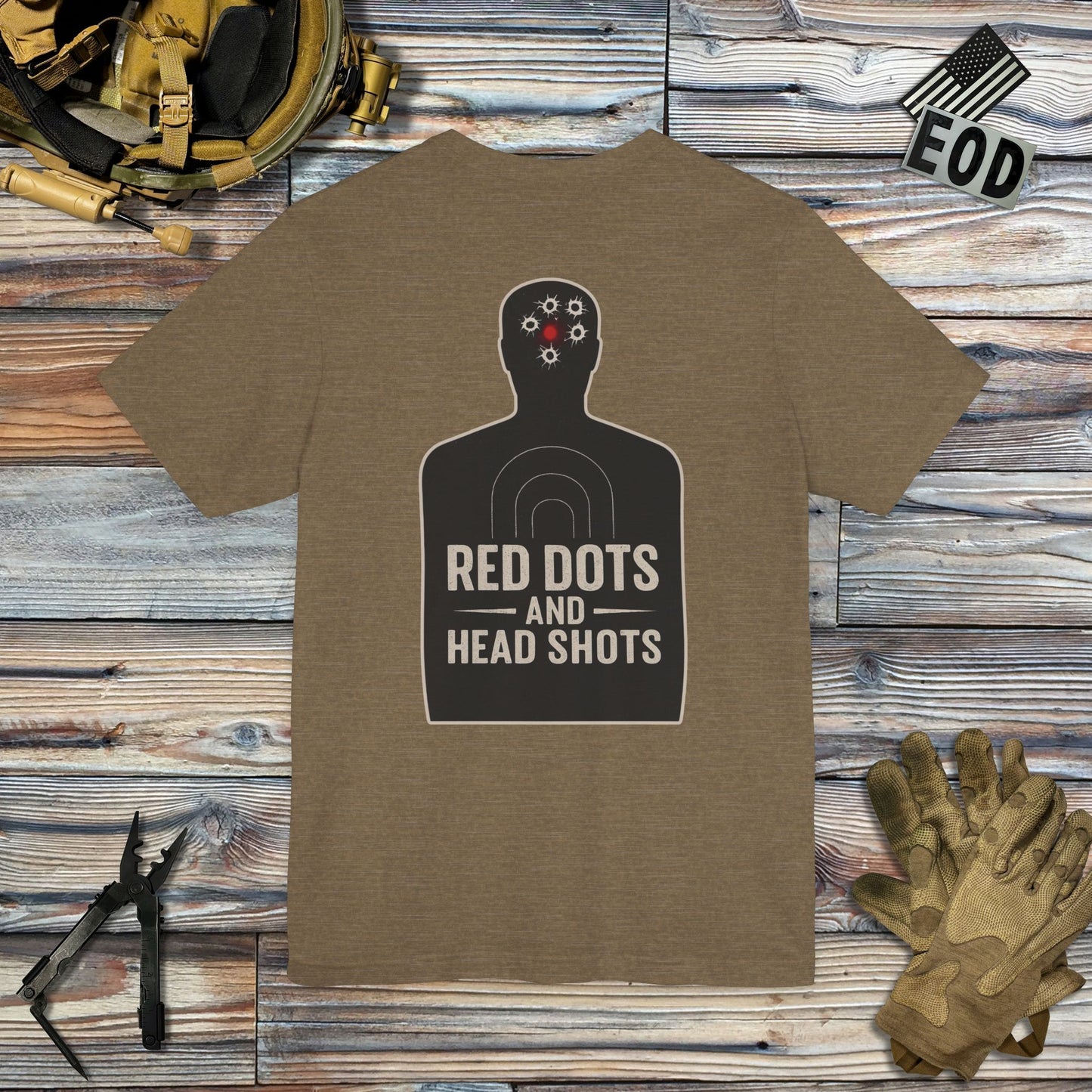 Red Dots and Head Shots (Back Print) T-Shirt