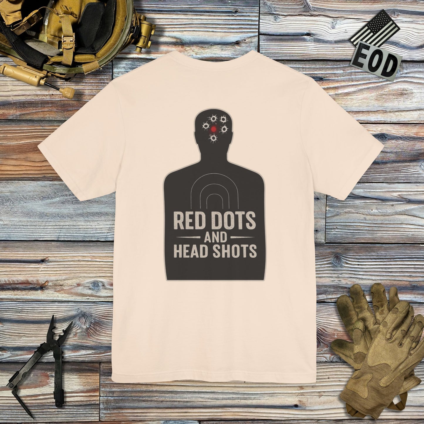 Red Dots and Head Shots (Back Print) T-Shirt