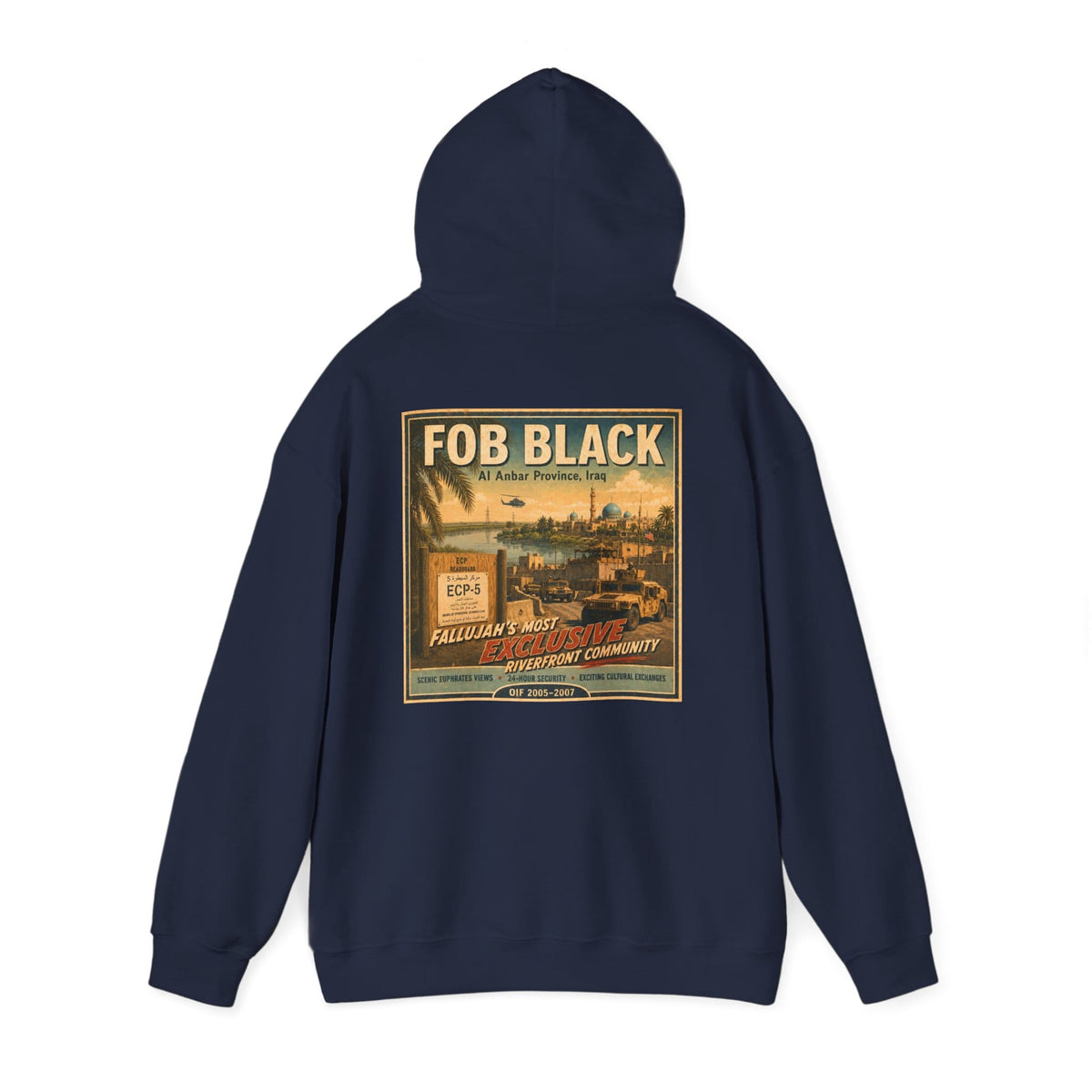 K-Factor Supply Co FOB Black Travel (Back Print) Hoodie