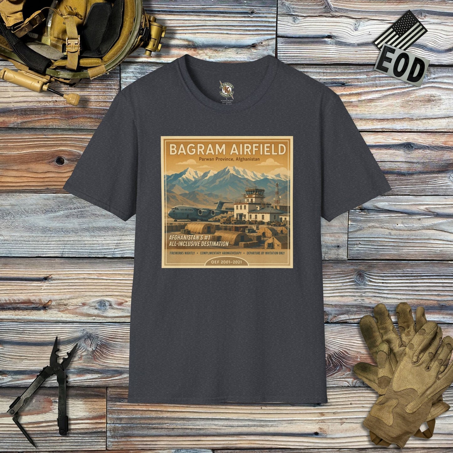 K-Factor Supply Co Bagram Travel (B+T) T-Shirt Dark Heather Grey / 2XL