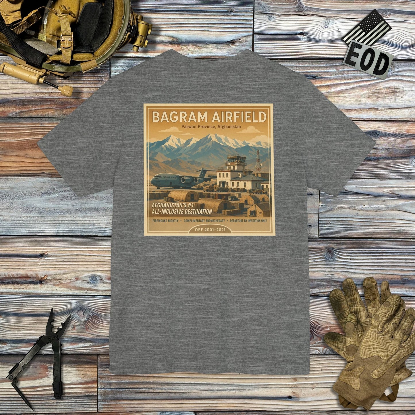 K-Factor Supply Co Bagram Travel (Back Print) T-Shirt