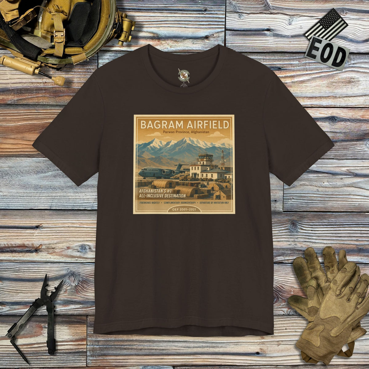 K-Factor Supply Co Bagram Travel T-Shirt Brown / S