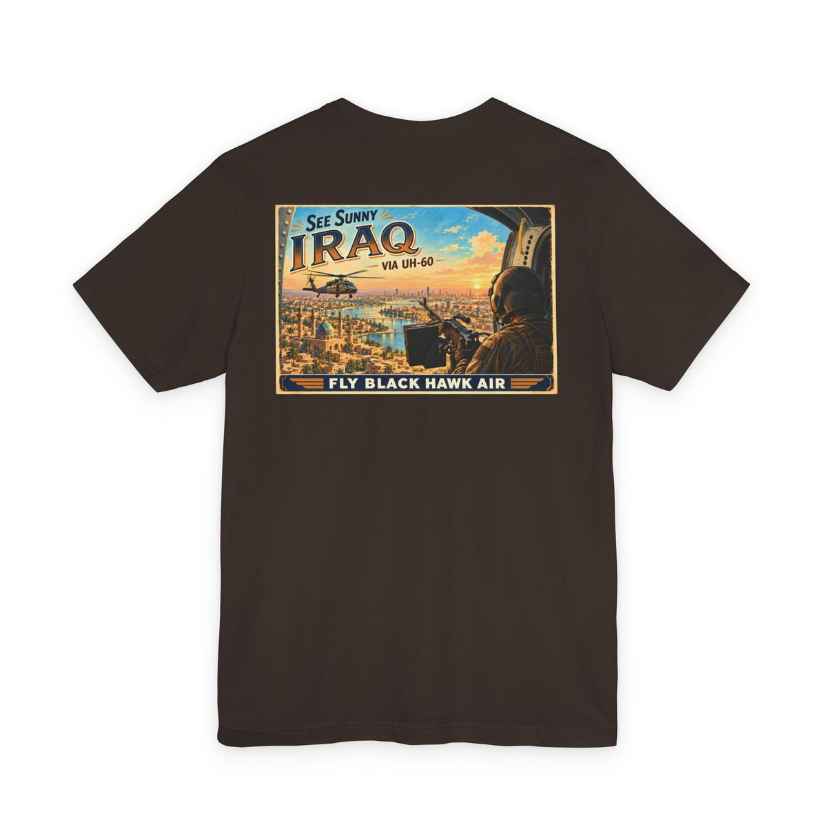 K-Factor Supply Co Black Hawk Air - Iraq (Back Print) T-Shirt