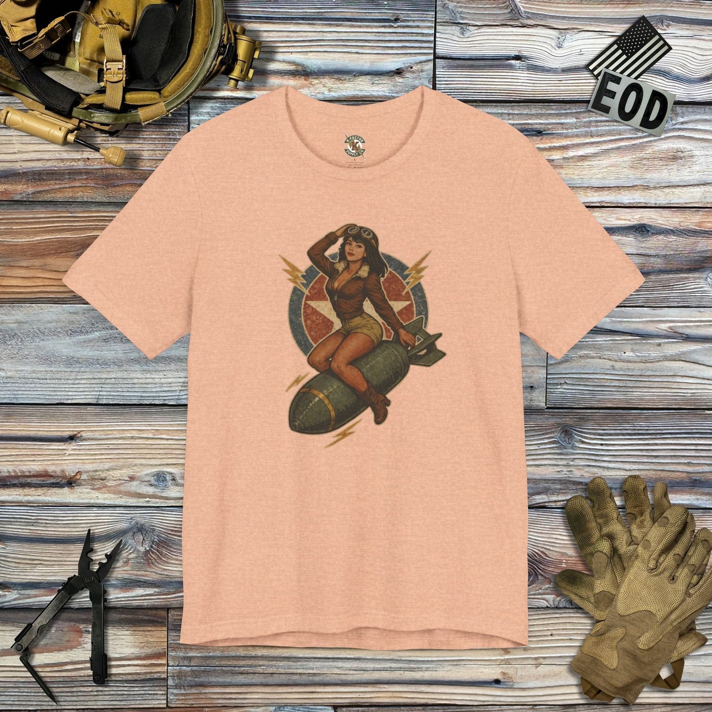 K-Factor Supply Co Bombs Away Mk 5 T-Shirt Heather Peach / S