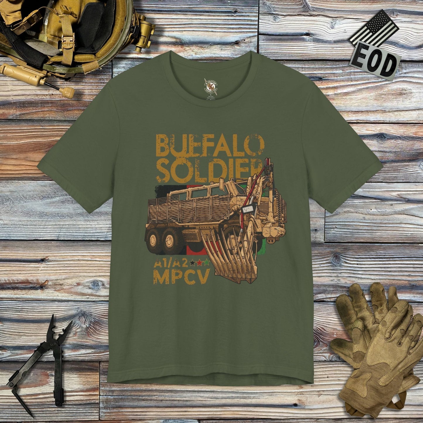 K-Factor Supply Co Buffalo Soldier T-Shirt Military Green / S