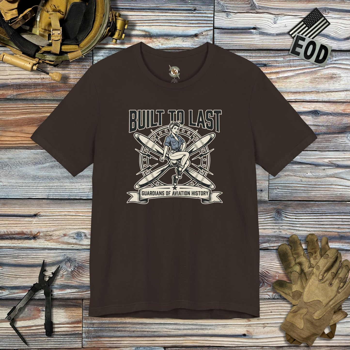 K-Factor Supply Co Built to Last T-Shirt Brown / S