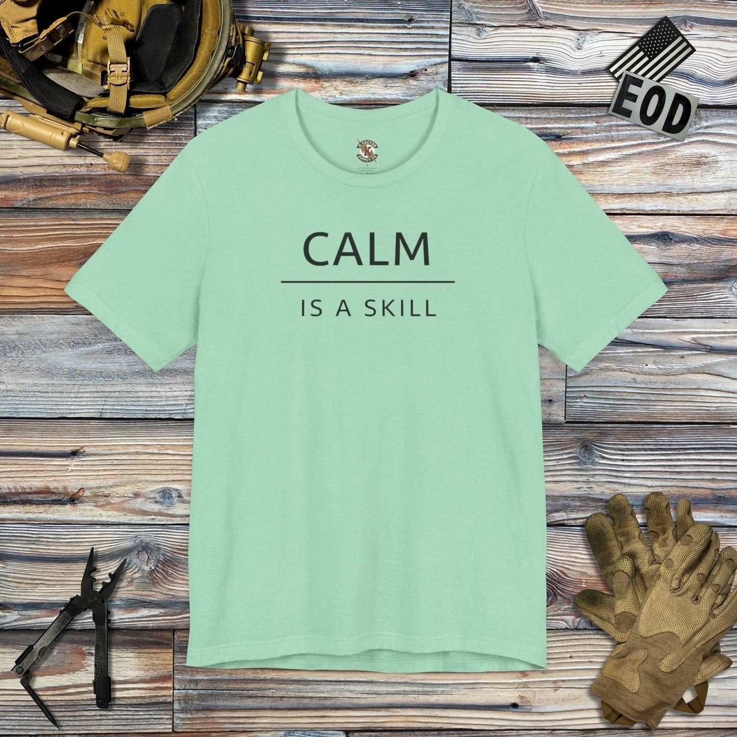 K-Factor Supply Co Calm is a Skill T-Shirt Heather Mint / S