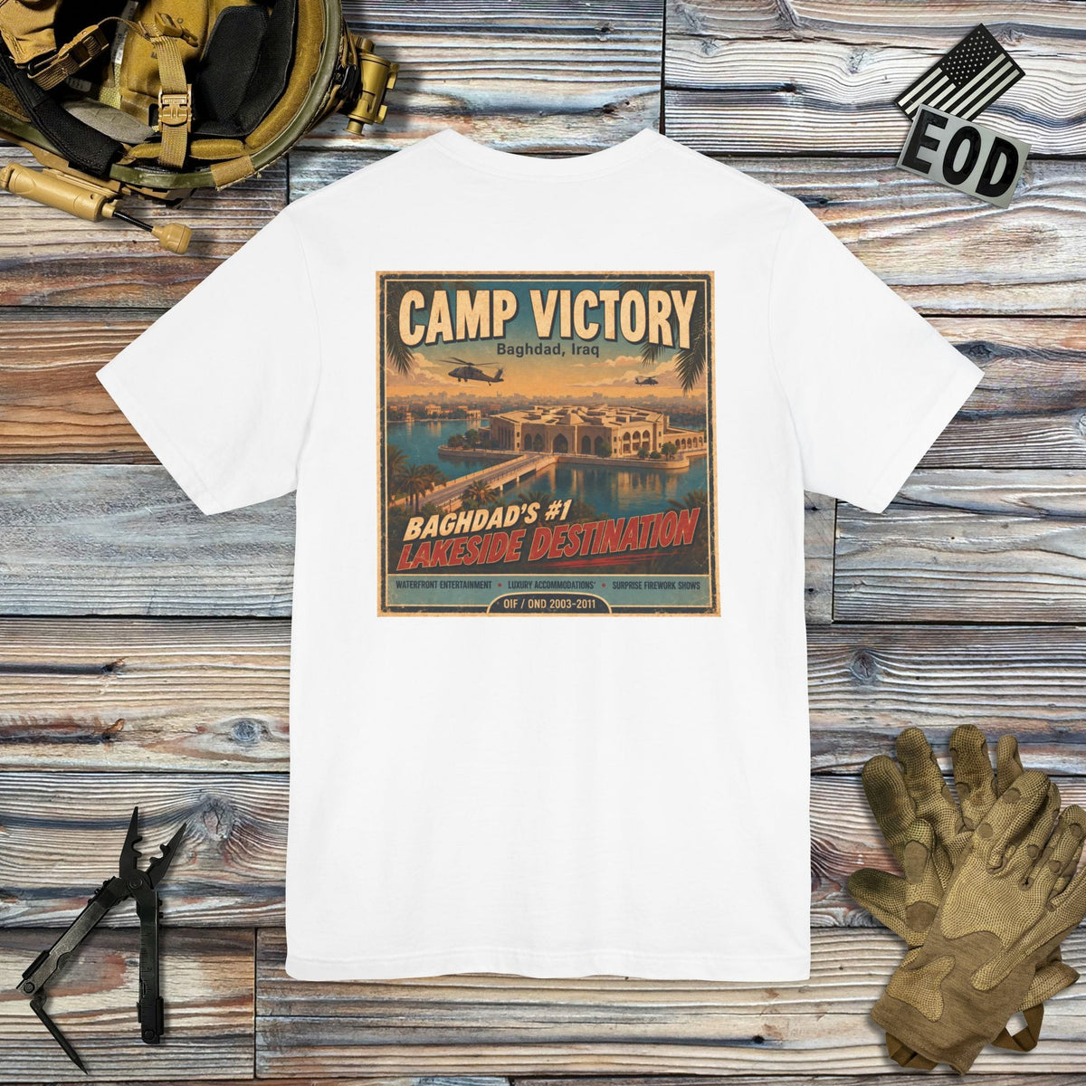 K-Factor Supply Co Camp Victory Travel (Back Print) T-Shirt