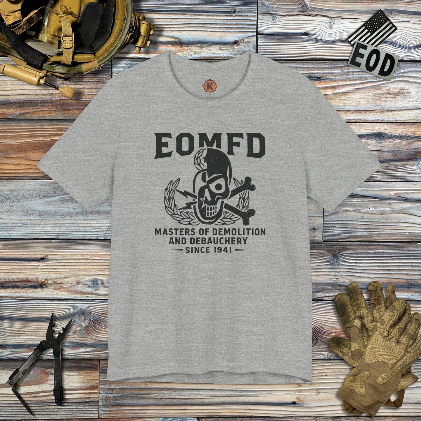 K-Factor Supply Co Demolition and Debauchery Mk 1 T-Shirt Athletic Heather / S