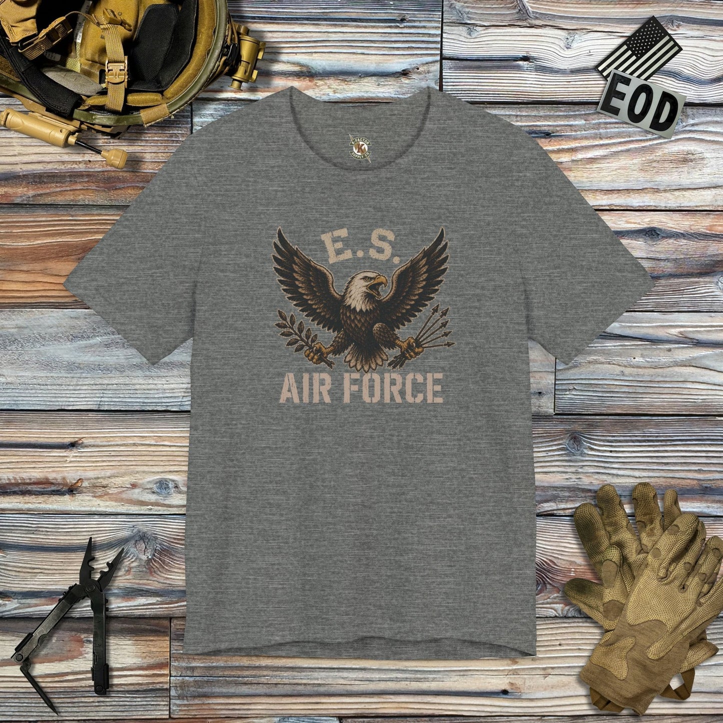 K-Factor Supply Co Eagle Squadron Mk 2 - USAF T-Shirt Deep Heather / S