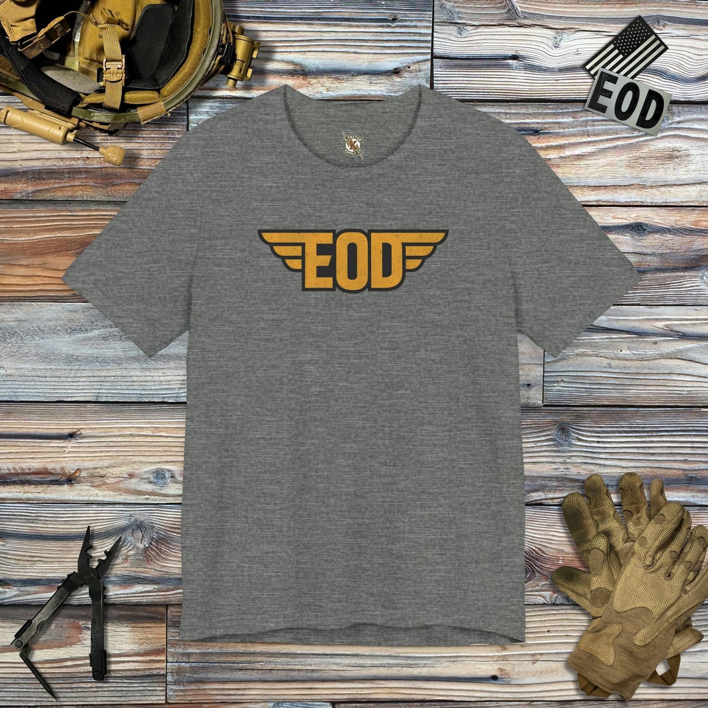 K-Factor Supply Co EOD Wings T-Shirt Deep Heather / S