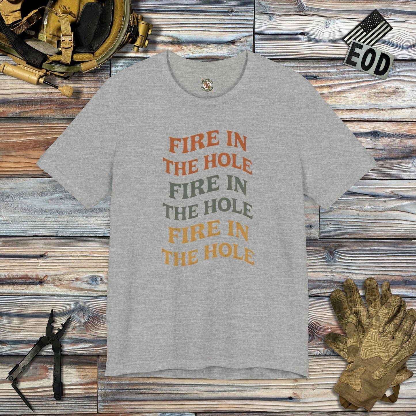 K-Factor Supply Co Fire in the Hole T-Shirt Athletic Heather / S