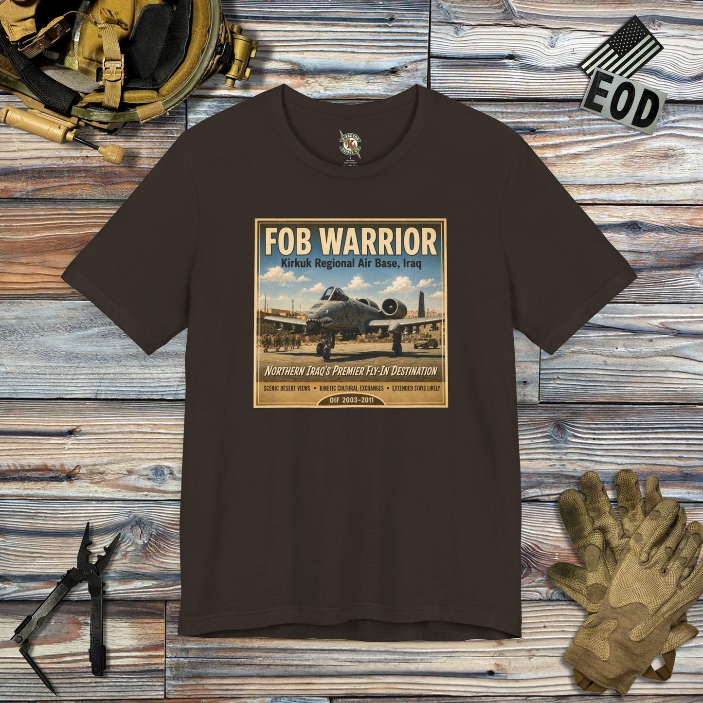 K-Factor Supply Co FOB Warrior (Kirkuk) Travel T-Shirt Brown / S
