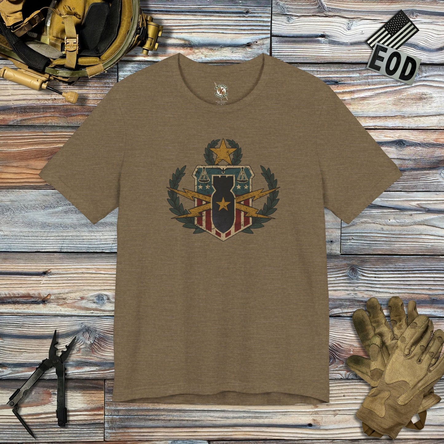 K-Factor Supply Co HDS/PBST Vintage Master Badge T-Shirt Heather Olive / S