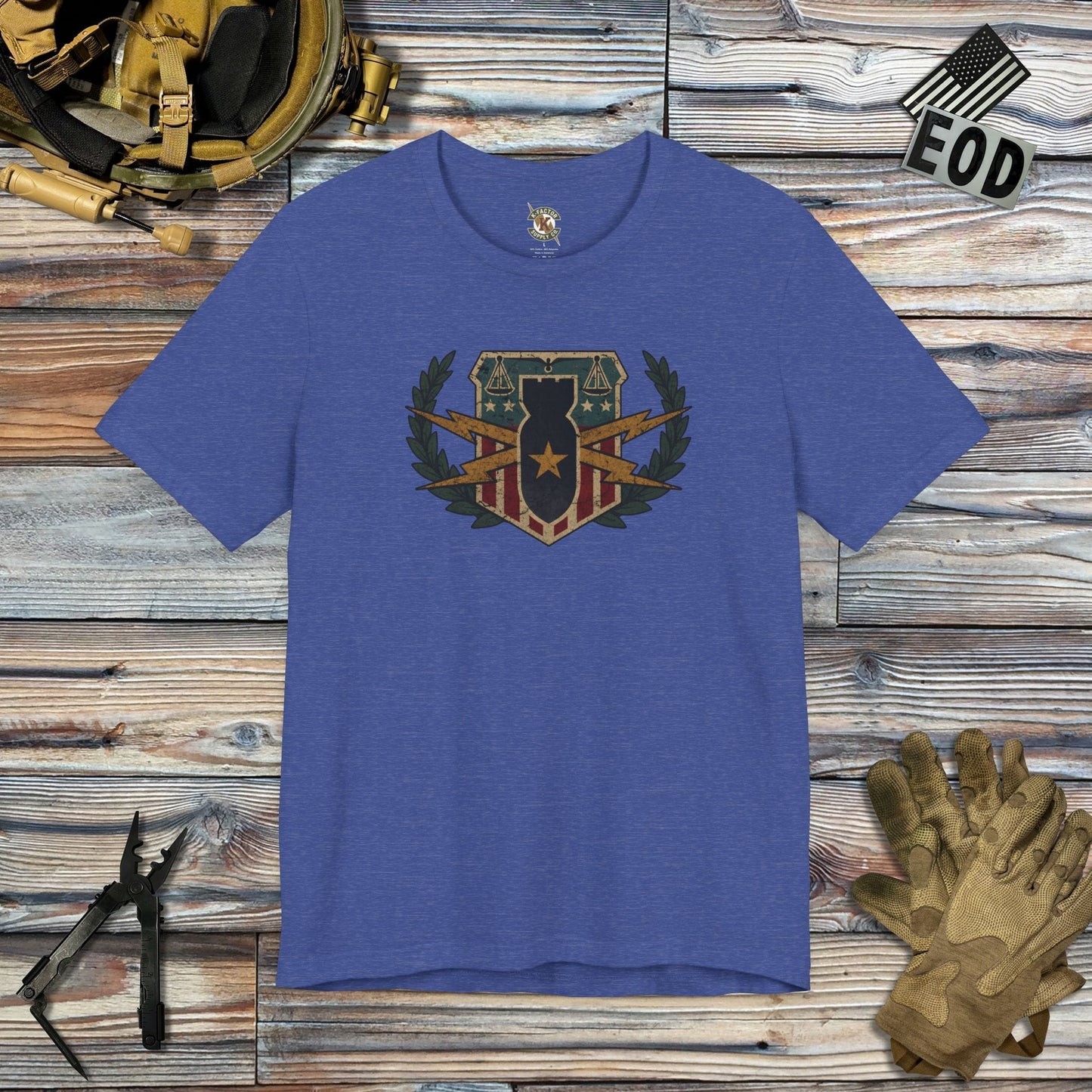 K-Factor Supply Co HDS/PBST Vintage Senior Badge T-Shirt Heather True Royal / S