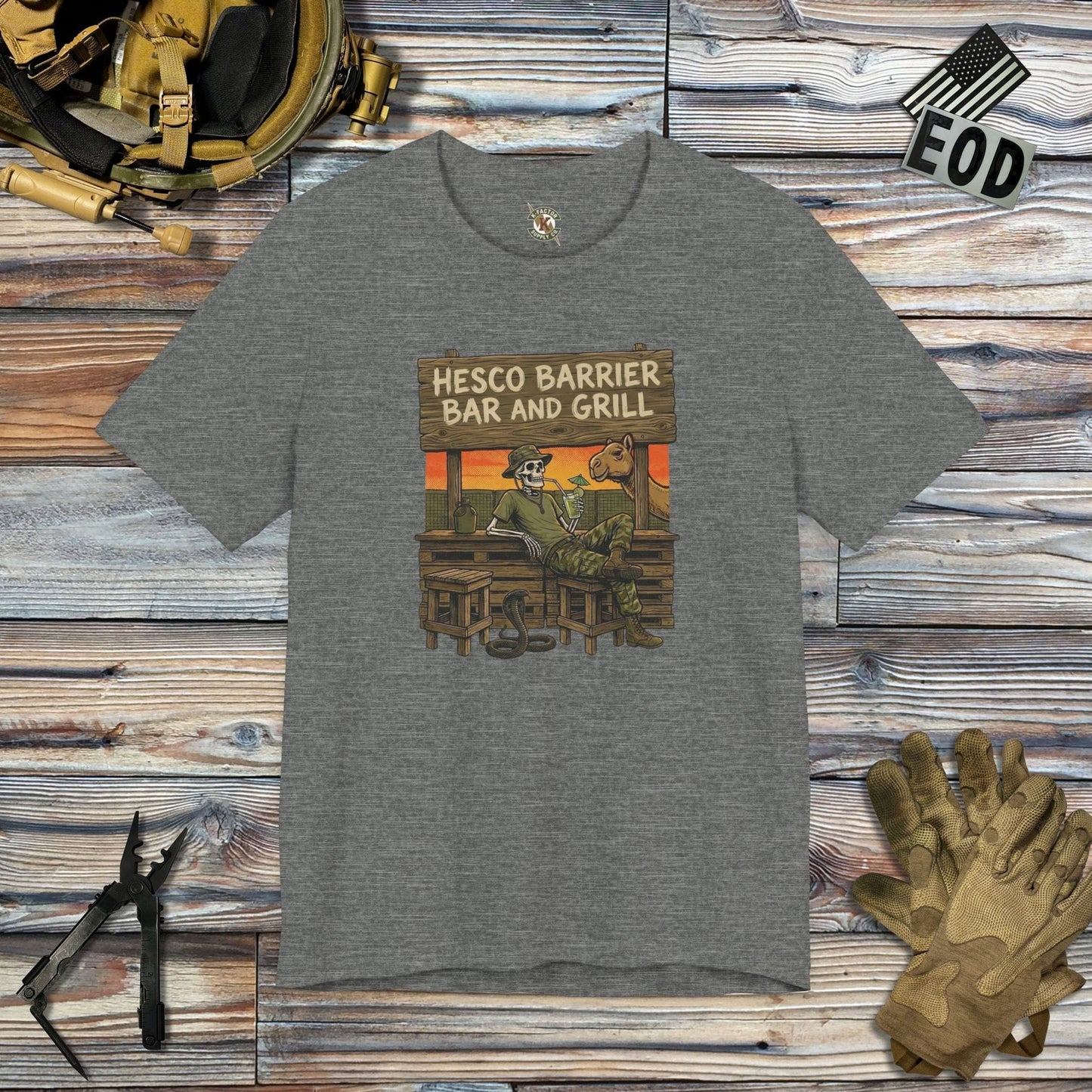 K-Factor Supply Co HESCO Bar and Grill T-Shirt Deep Heather / S