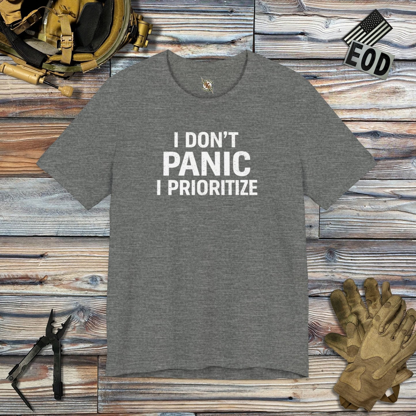 K-Factor Supply Co I Don't Panic T-Shirt Deep Heather / M