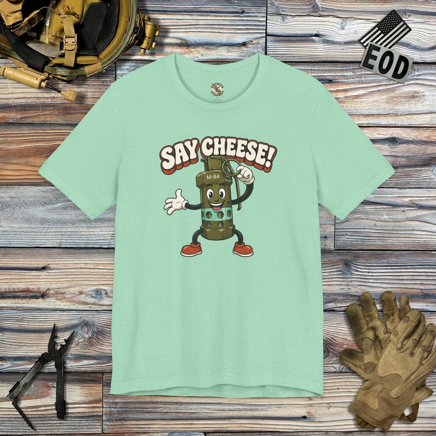 K-Factor Supply Co M-84 Say Cheese! T-Shirt Heather Mint / S