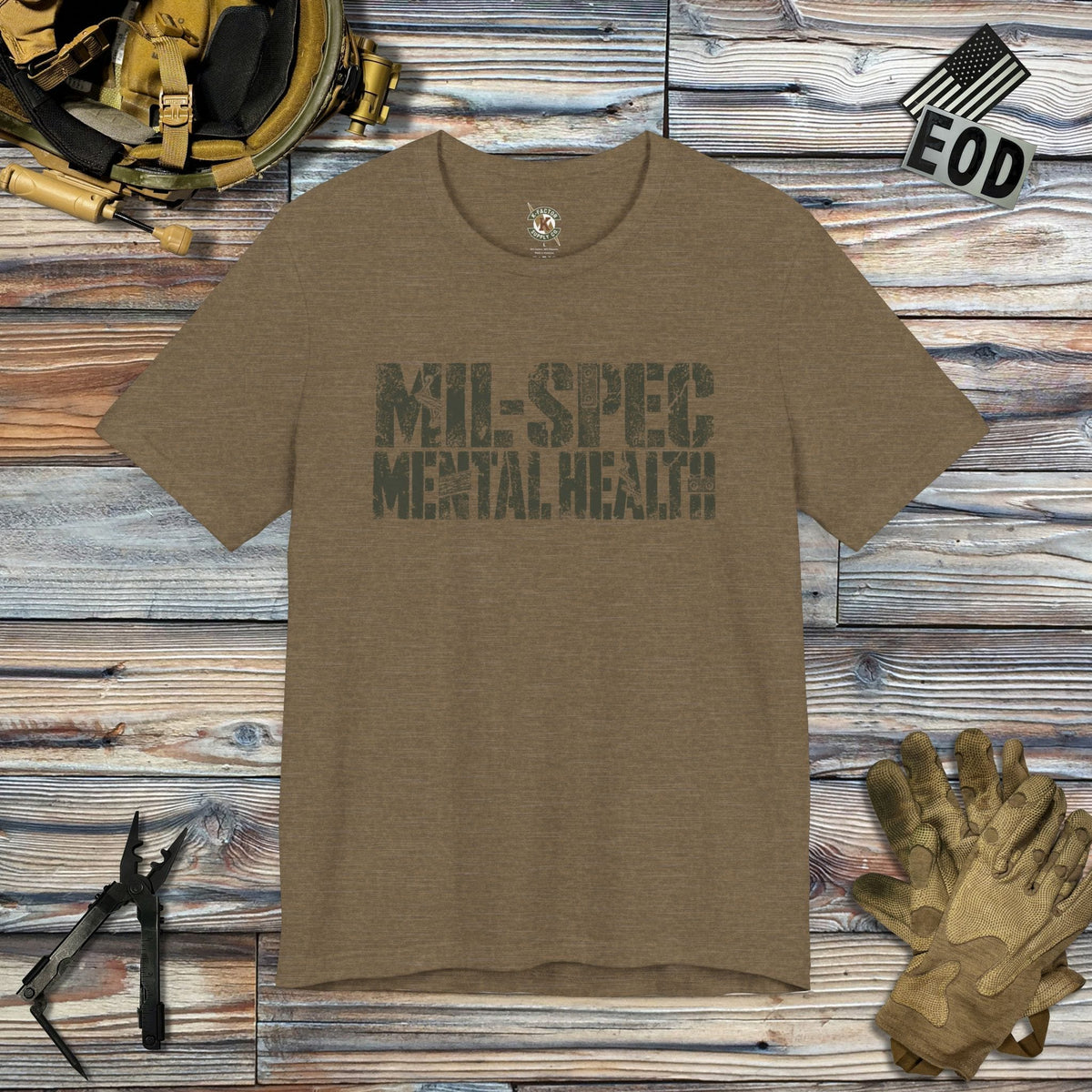 K-Factor Supply Co Mil-Spec Mental Health T-Shirt Heather Olive / S