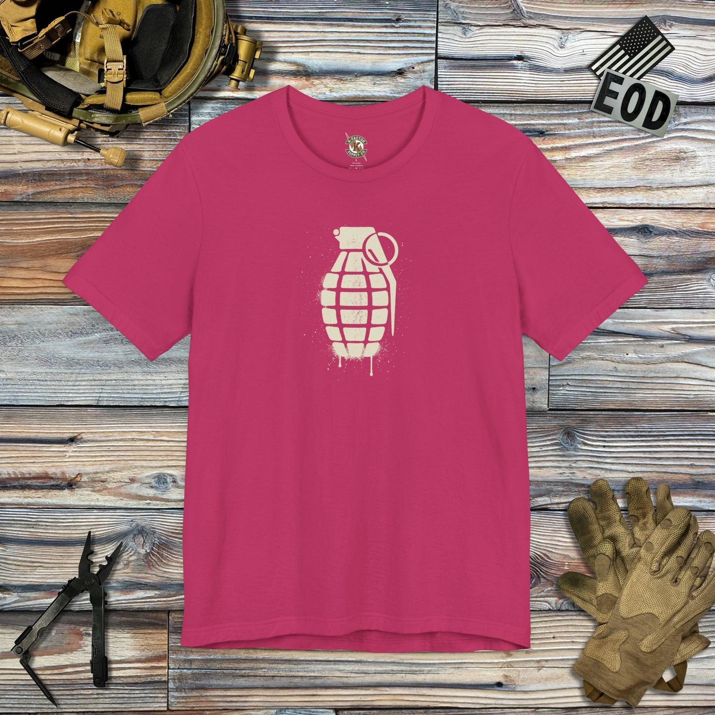 K-Factor Supply Co Mk 2 Grenade Stencil T-Shirt Berry / S