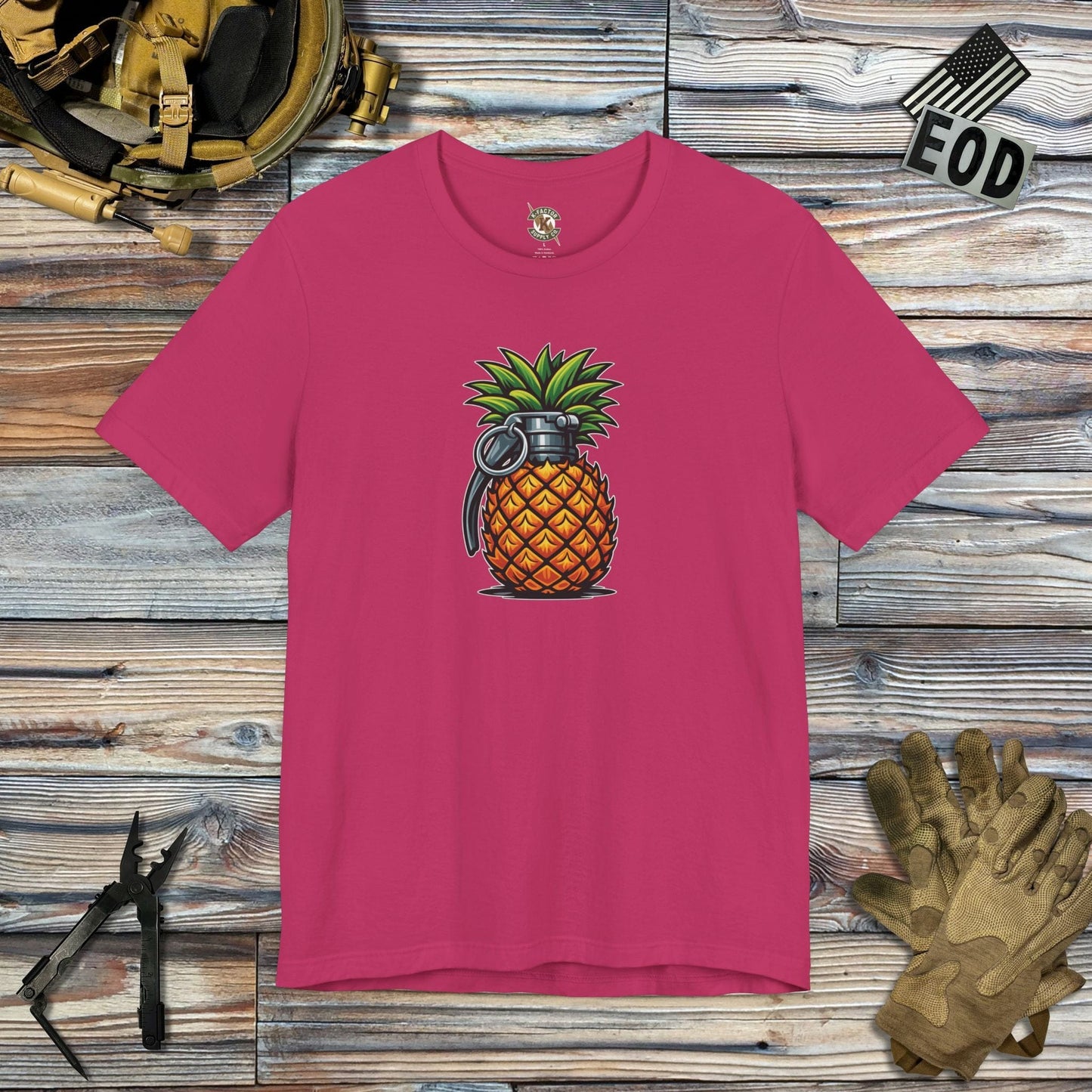 K-Factor Supply Co Pineapple Grenade T-Shirt Template Berry / S