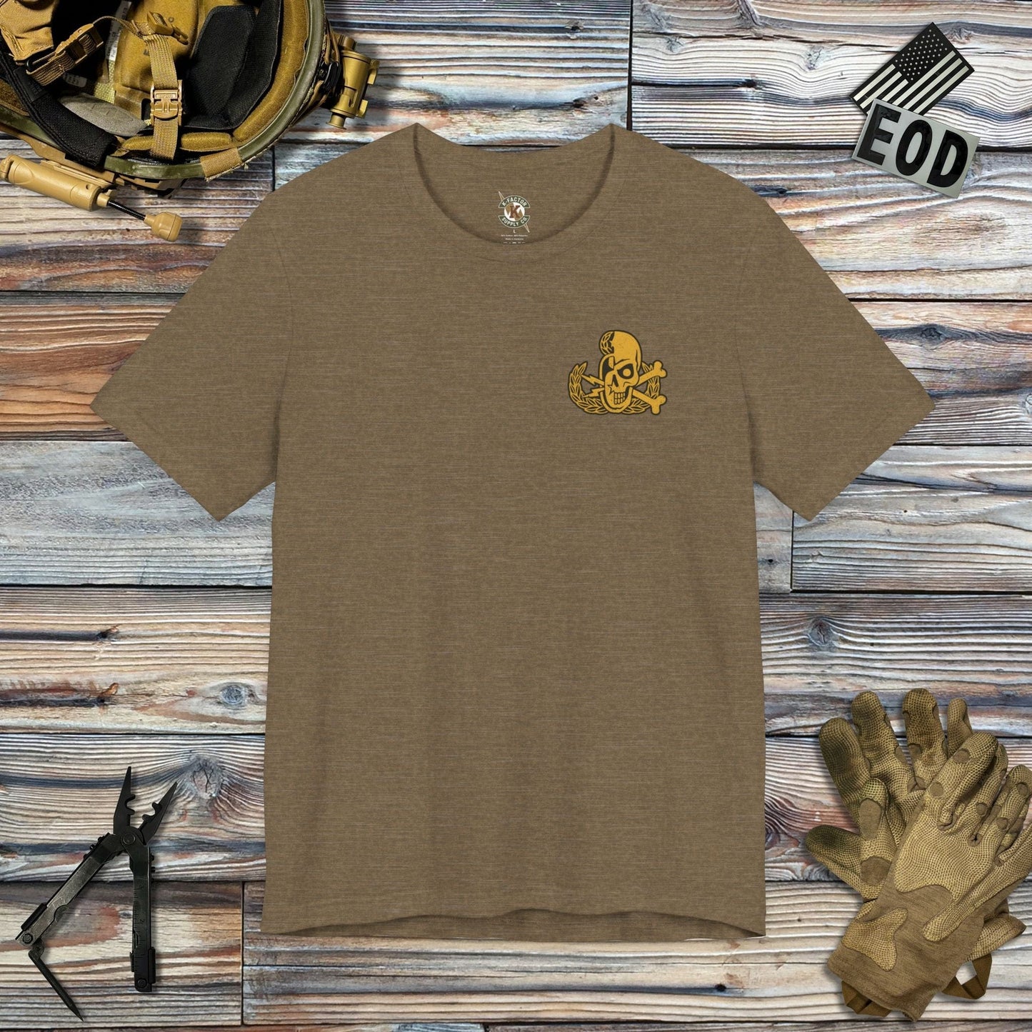 K-Factor Supply Co Problem Solved (Back Print) T-Shirt Heather Olive / S