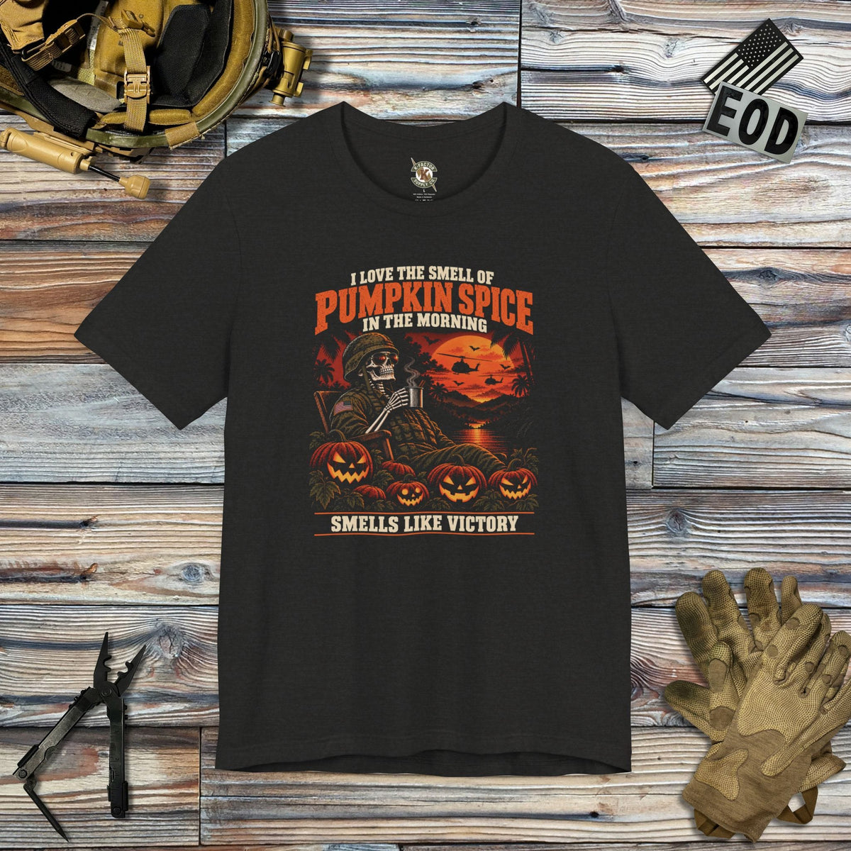 K-Factor Supply Co Pumpkin Spice Victory T-Shirt Black Heather / S