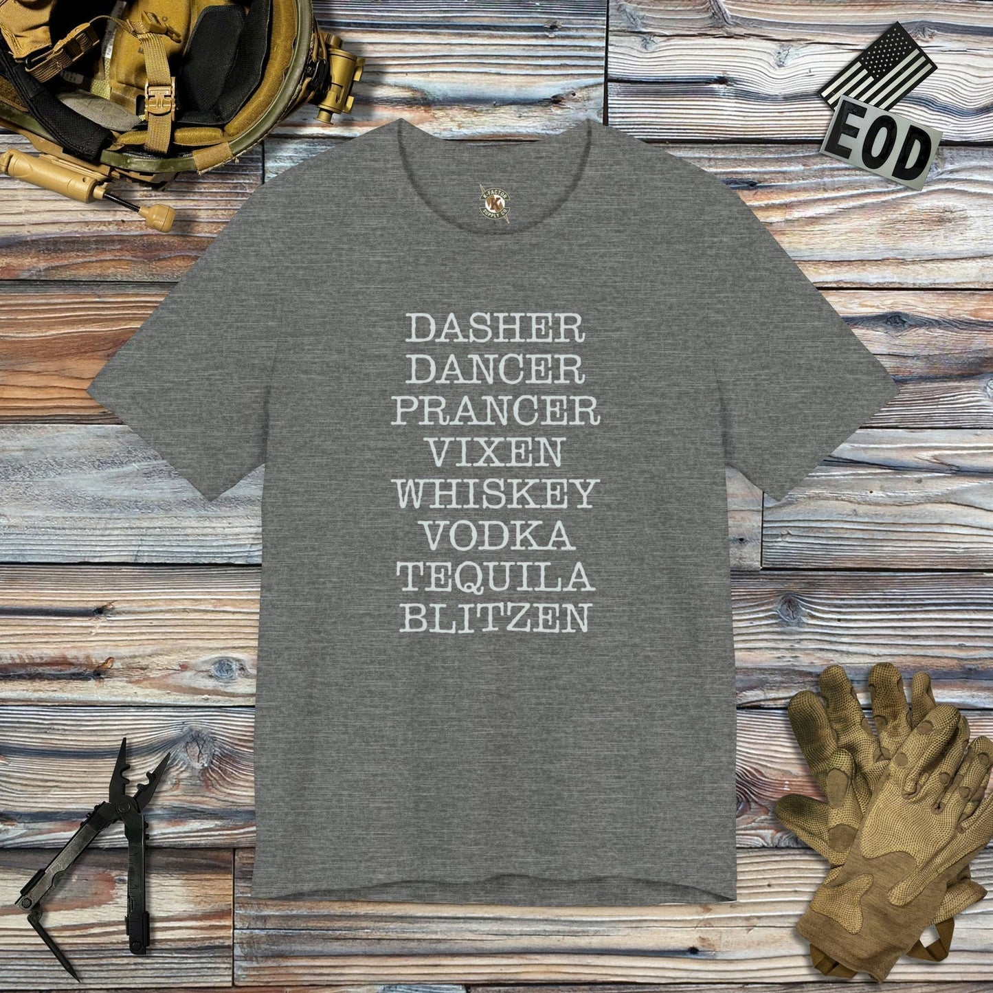 K-Factor Supply Co Reindeer Blitzed T-Shirt Deep Heather / S