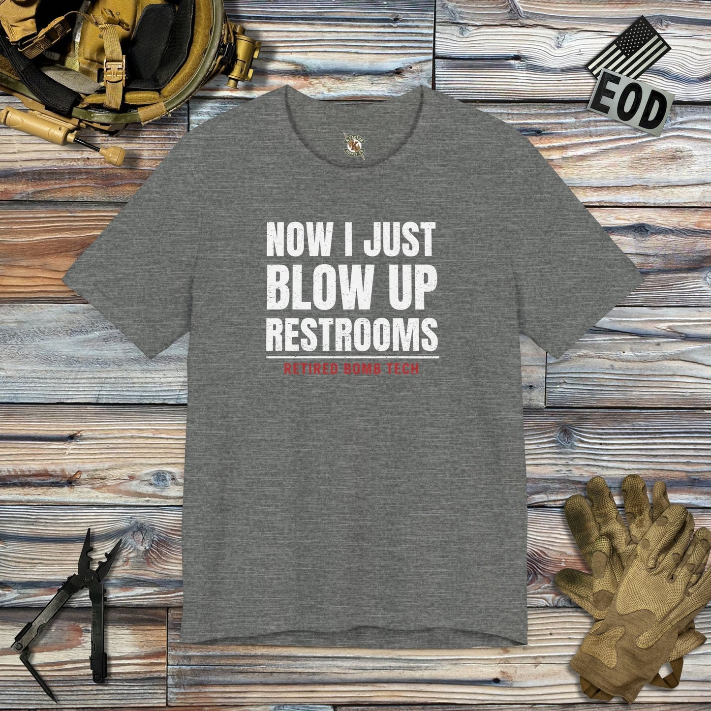 K-Factor Supply Co Retired Bomb Tech - Restrooms T-Shirt Deep Heather / M