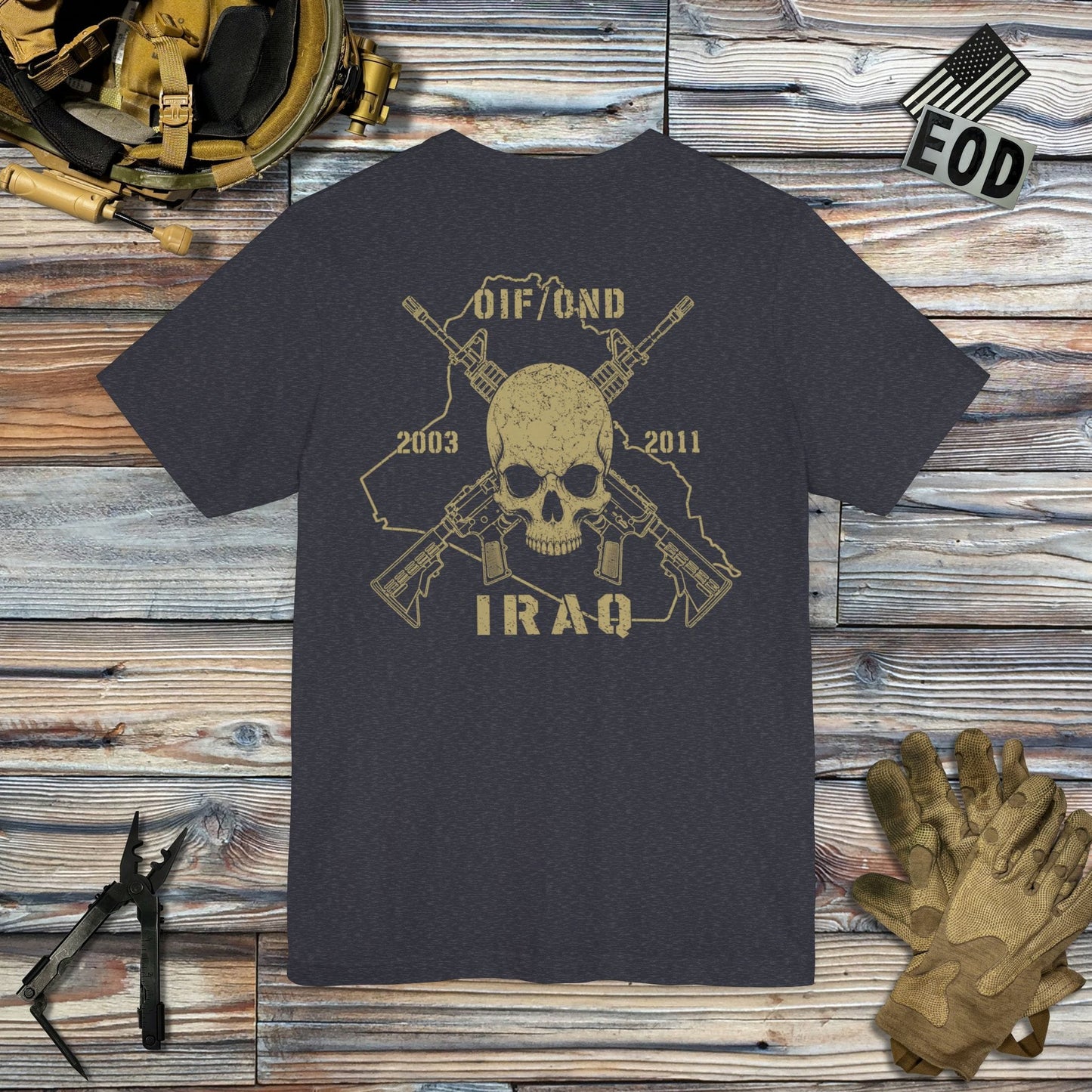 K-Factor Supply Co Skull & Carbines - OIF/OND (Back Print) T-Shirt