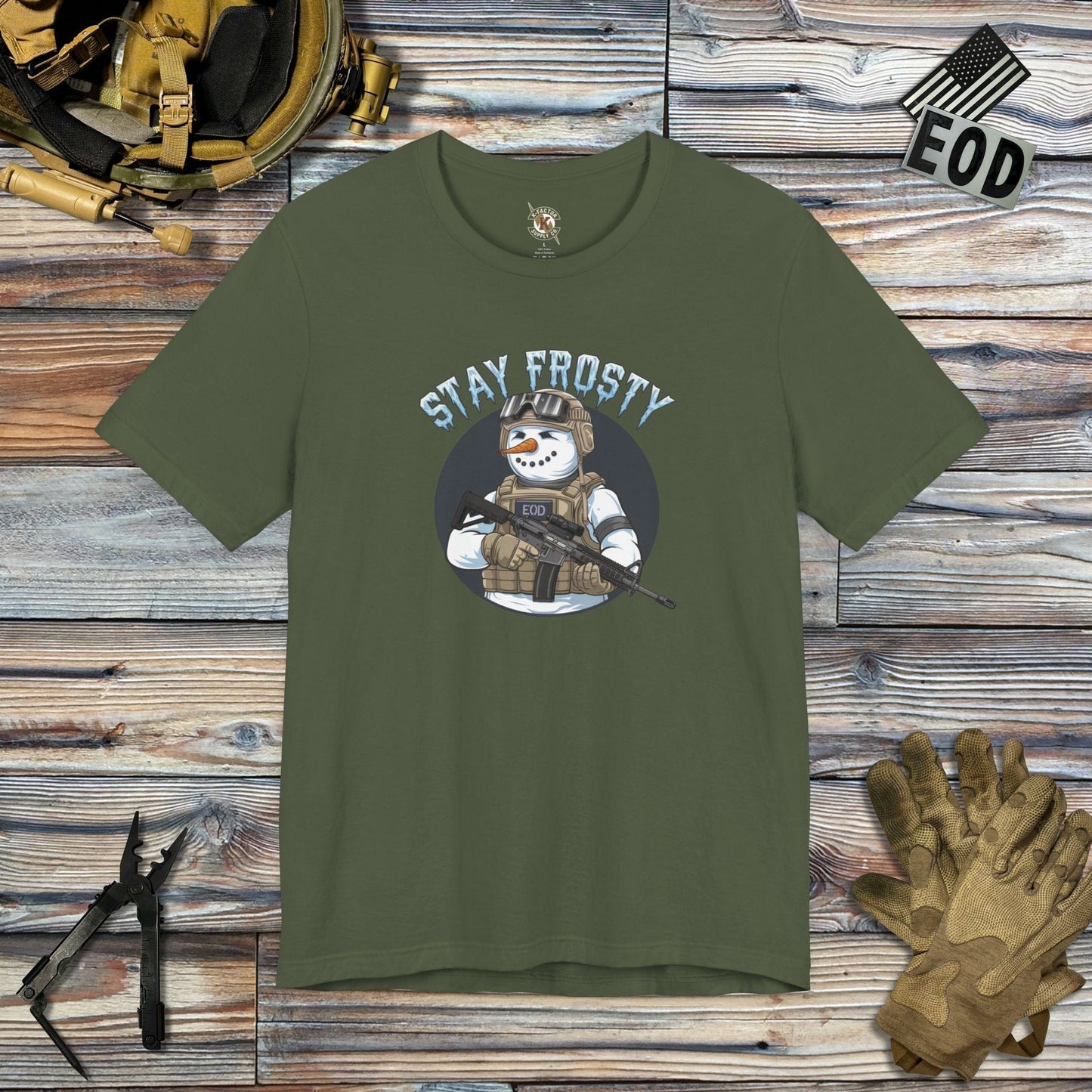 K-Factor Supply Co Stay Frosty Mk 1 Mod 0 (EOD) T-Shirt Military Green / S