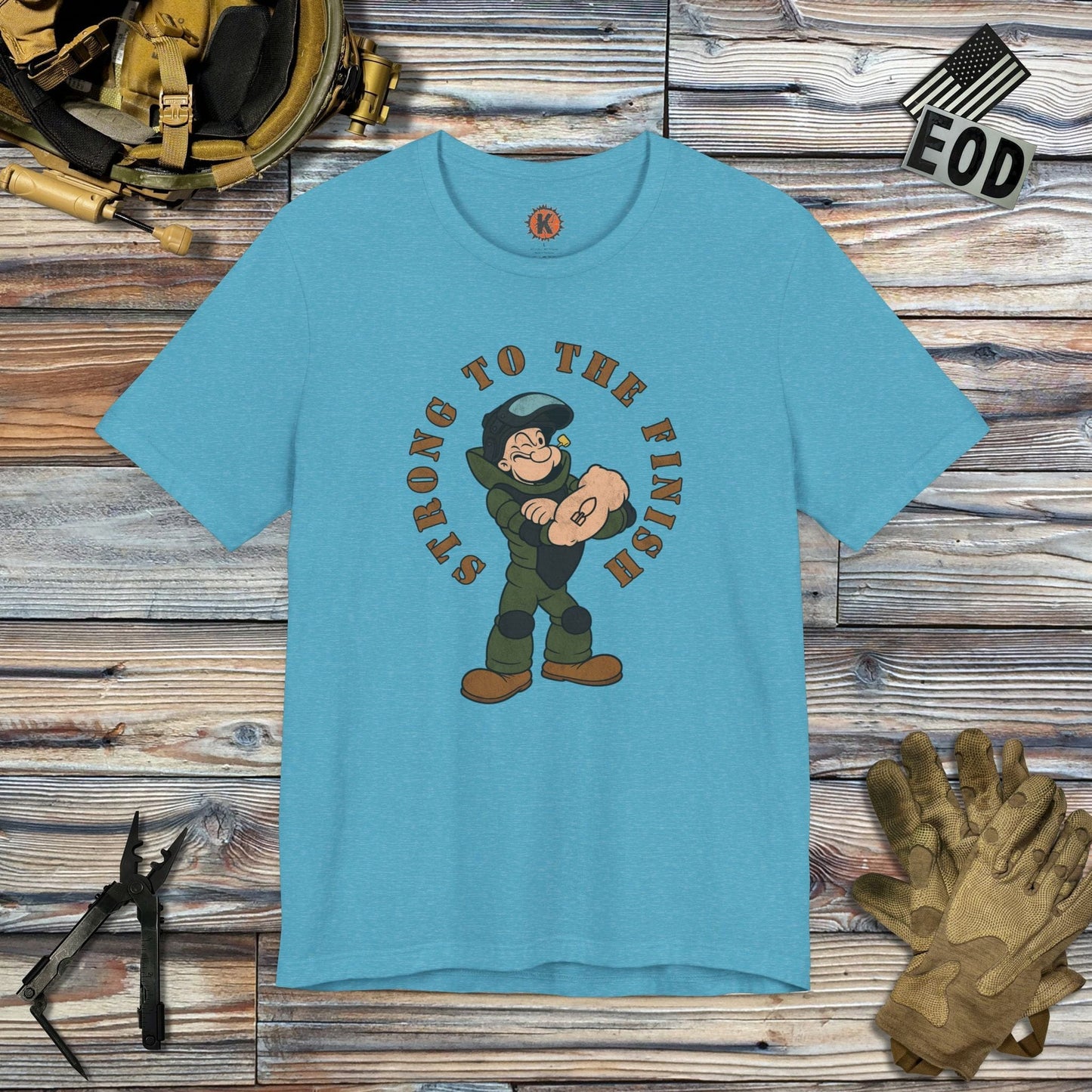 K-Factor Supply Co Strong to the Finish T-Shirt Heather Aqua / S