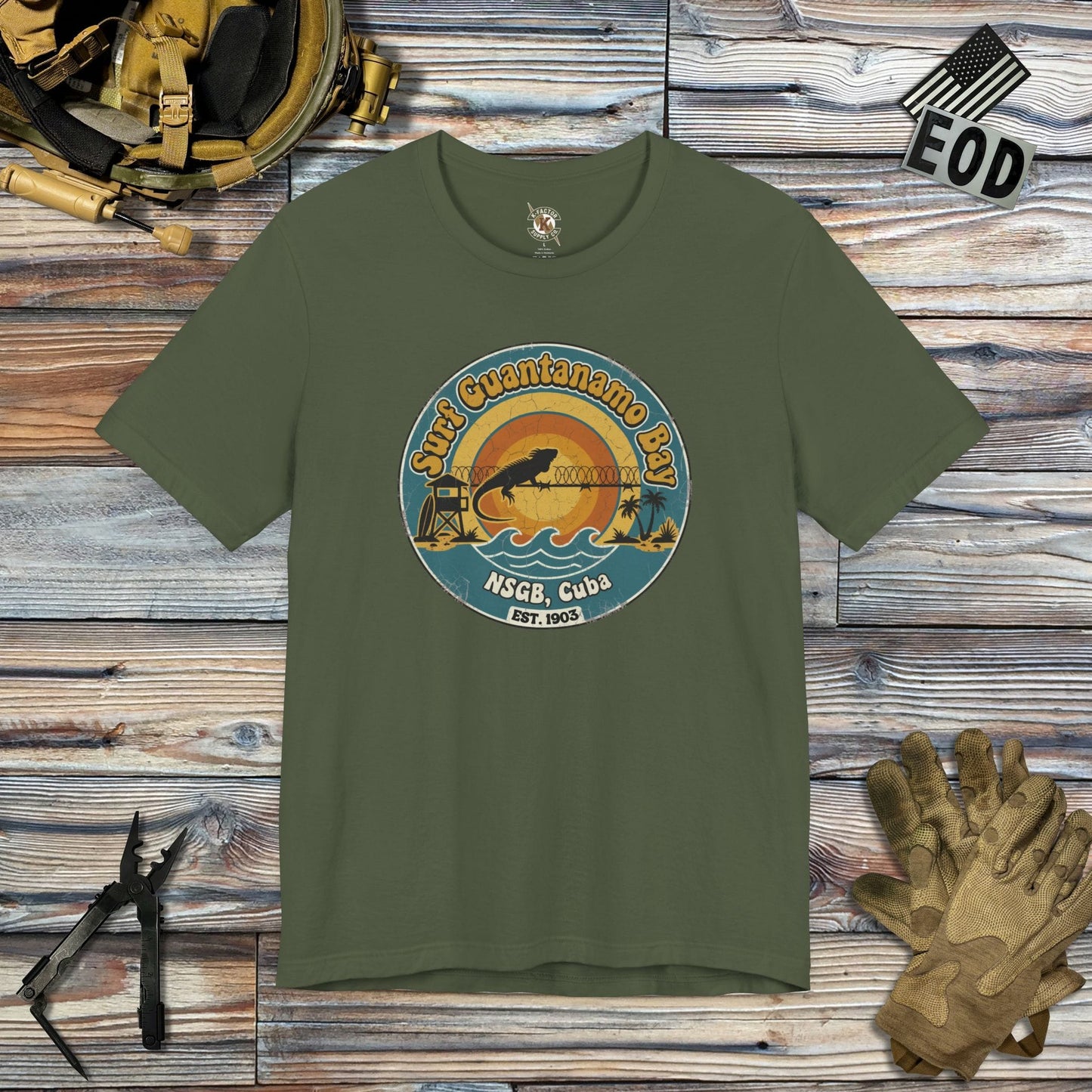 K-Factor Supply Co Surf GTMO (NSGB) T-Shirt Military Green / S