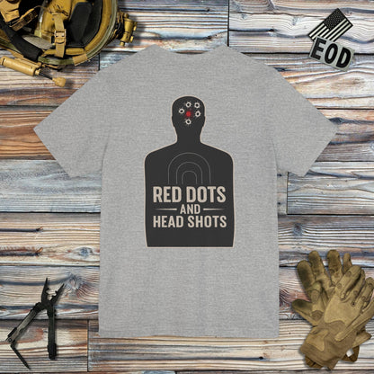 Red Dots and Head Shots (Back Print) T-Shirt