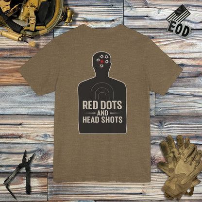 Red Dots and Head Shots (Back Print) T-Shirt