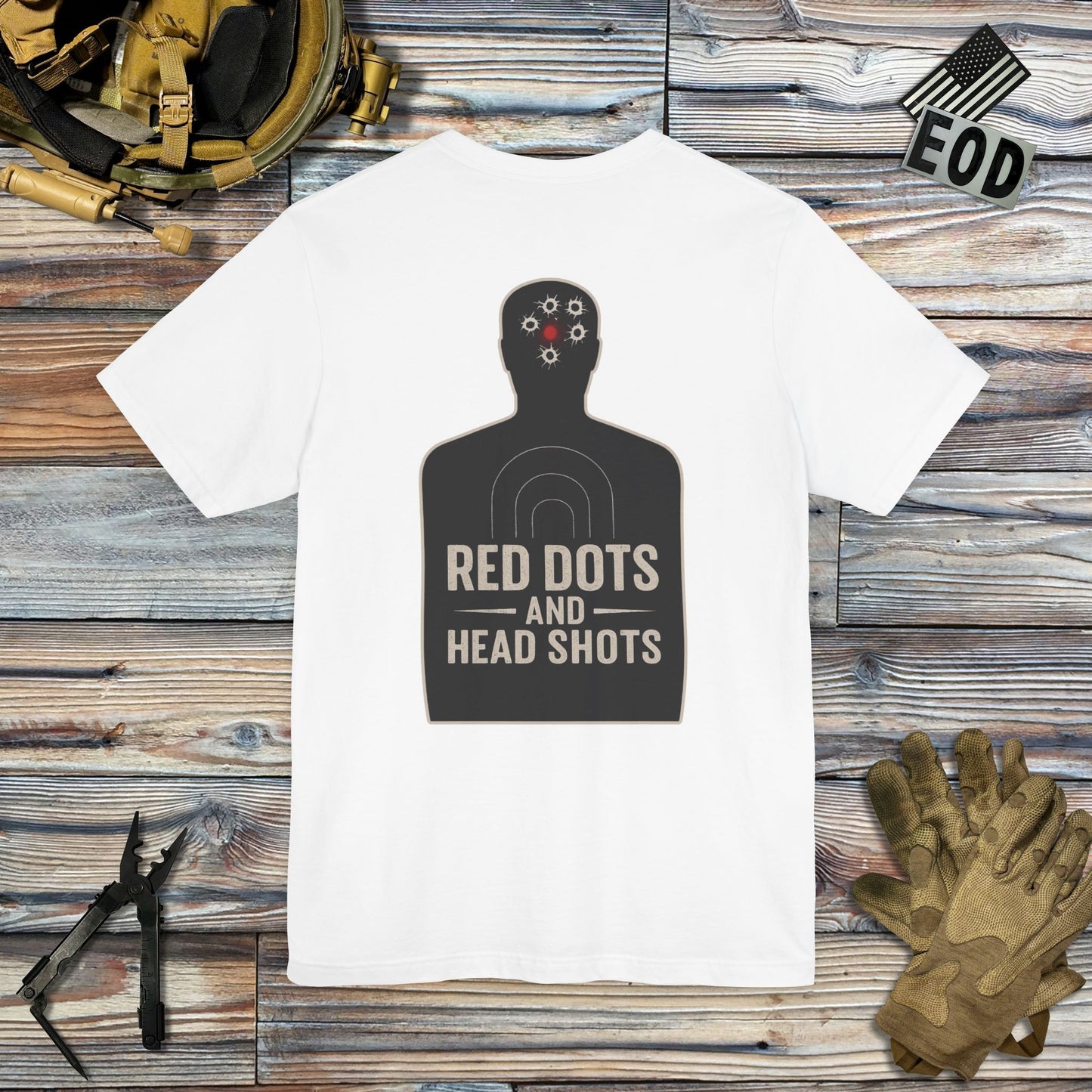 Red Dots and Head Shots (Back Print) T-Shirt