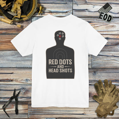 Red Dots and Head Shots (Back Print) T-Shirt