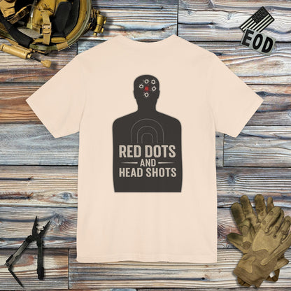 Red Dots and Head Shots (Back Print) T-Shirt