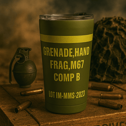 K-Factor Supply Co 14oz Frag Grenade Tumbler - Military Inspired Insulated Drinkware