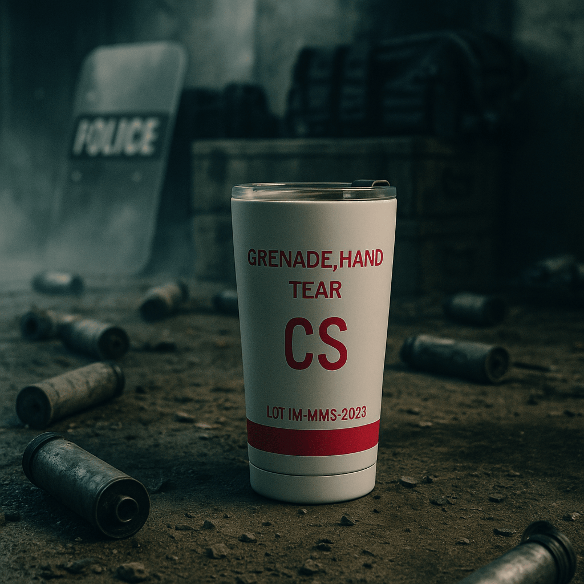 K-Factor Supply Co 14oz Tear Gas Grenade Tumbler - Military Inspired Insulated Drinkware