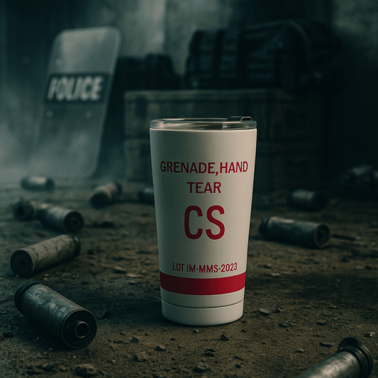 K-Factor Supply Co 14oz Tear Gas Grenade Tumbler - Military Inspired Insulated Drinkware