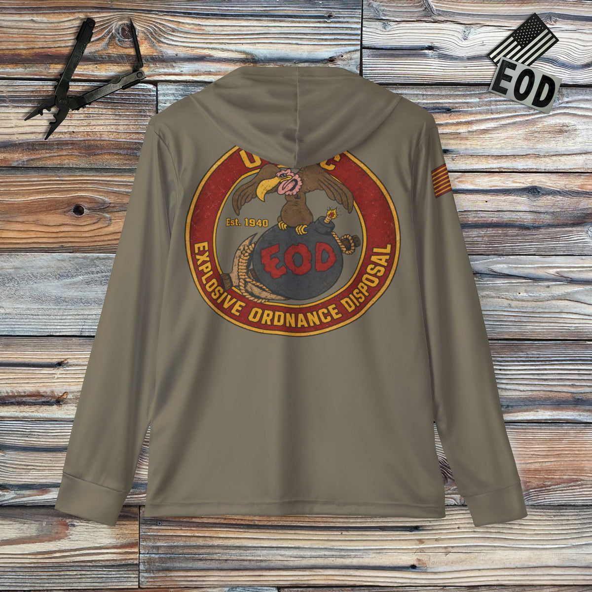 K-Factor Supply Co Buzzard, Bomb, and Pick - Mk 2 (Crab Front) UPF 50 Range Hoodie S