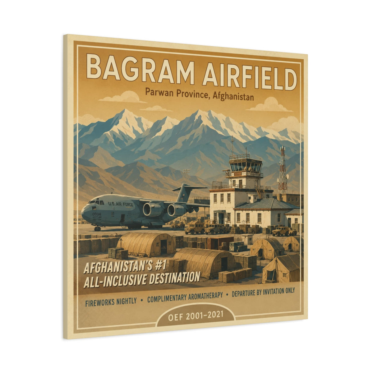 K-Factor Supply Co Bagram Travel Canvas Wall Art