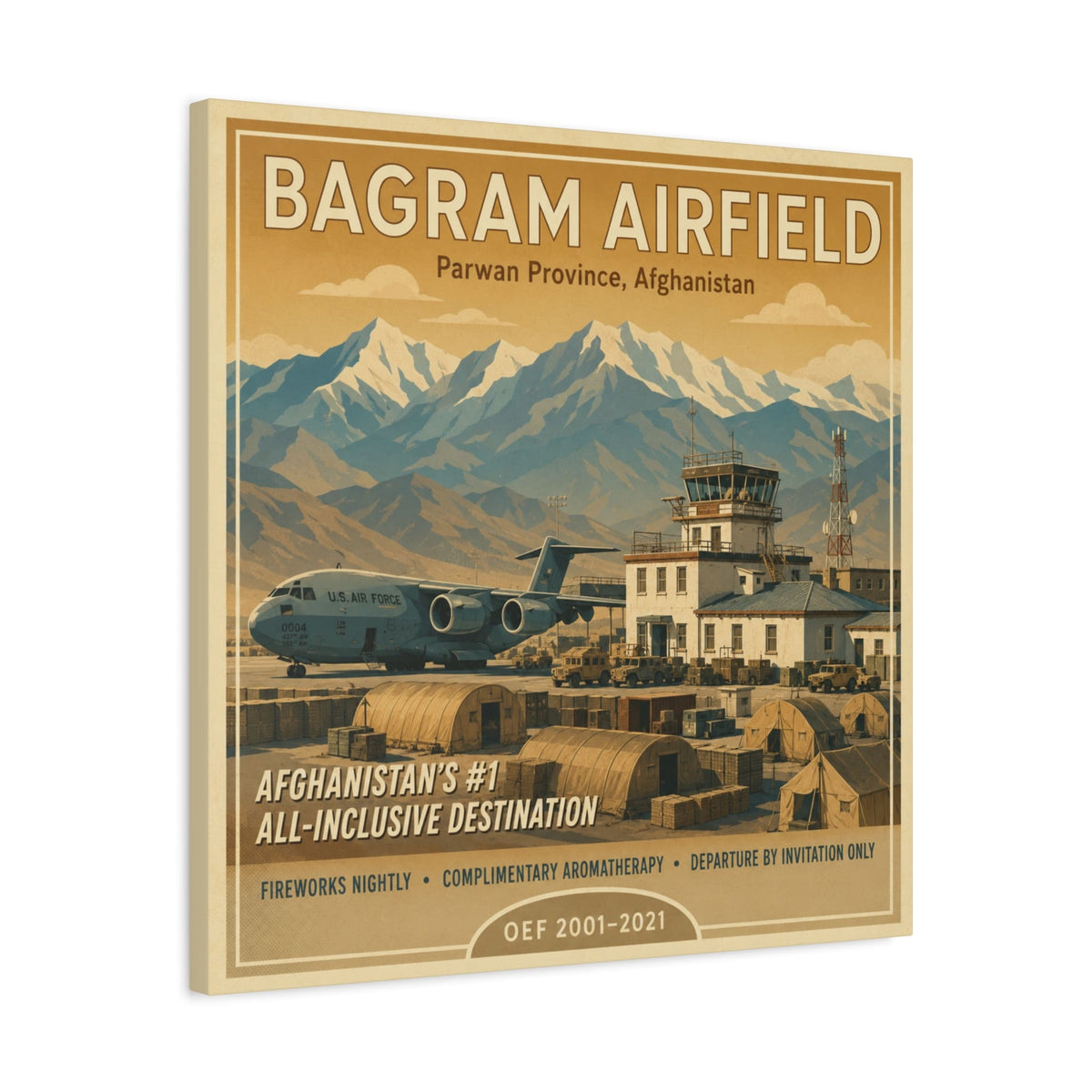 K-Factor Supply Co Bagram Travel Canvas Wall Art
