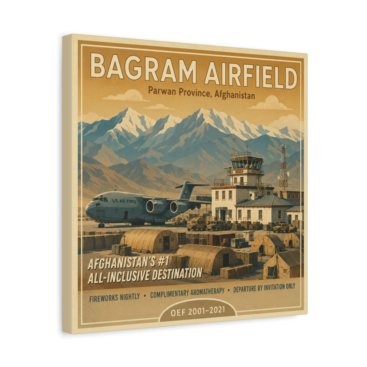 K-Factor Supply Co Bagram Travel Canvas Wall Art