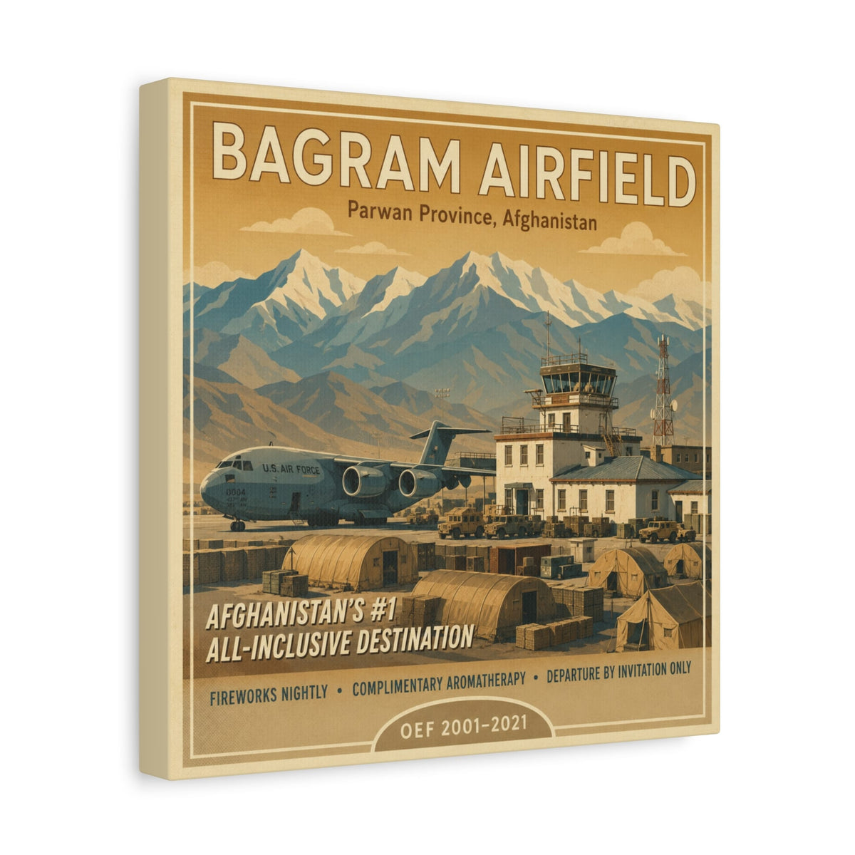 K-Factor Supply Co Bagram Travel Canvas Wall Art