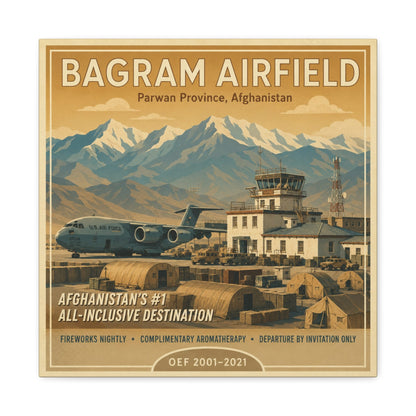 K-Factor Supply Co Bagram Travel Canvas Wall Art 16″ x 16″