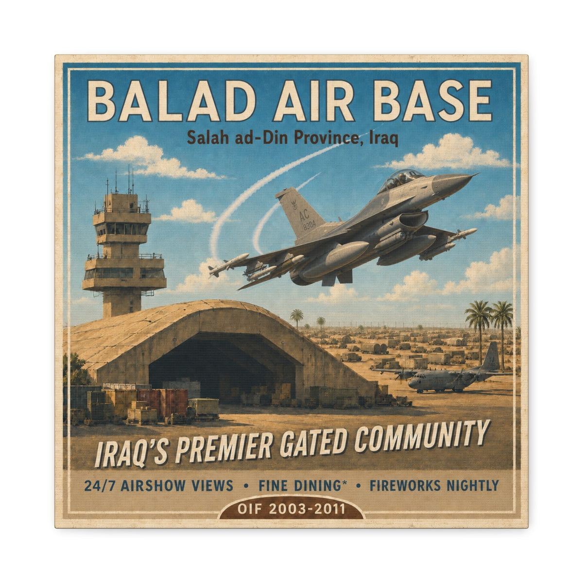 K-Factor Supply Co Balad Travel Canvas Wall Art 16″ x 16″